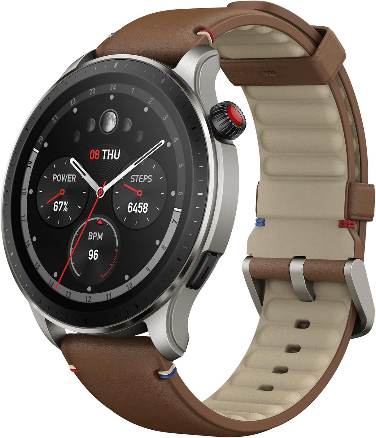 Amazfit GTR 4 GPS Bluetooth Sports 1.43'' Smartwatch - Vintage Brown Leather