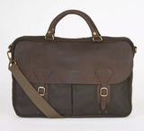 Barbour Men's Wax Cotton & Leather Trim Briefcase Satchel Bag - Olive