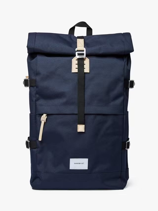 Sandqvist Bernt 25L Water-Resistant Rucksack Roll Top Backpack - Navy