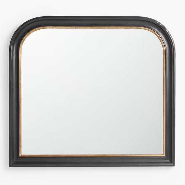 John Lewis Georgian Overmantle Wood Wall Mirror 95 x 105cm - Black/Gold - Kazoop 