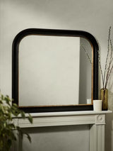 John Lewis Georgian Overmantle Wood Wall Mirror 95 x 105cm - Black/Gold - Kazoop 