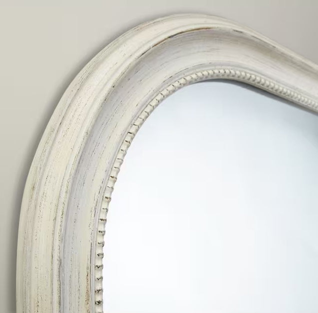 John Lewis Distressed Decorative Overmantle Wall Mirror 95 x 104cm - Cream