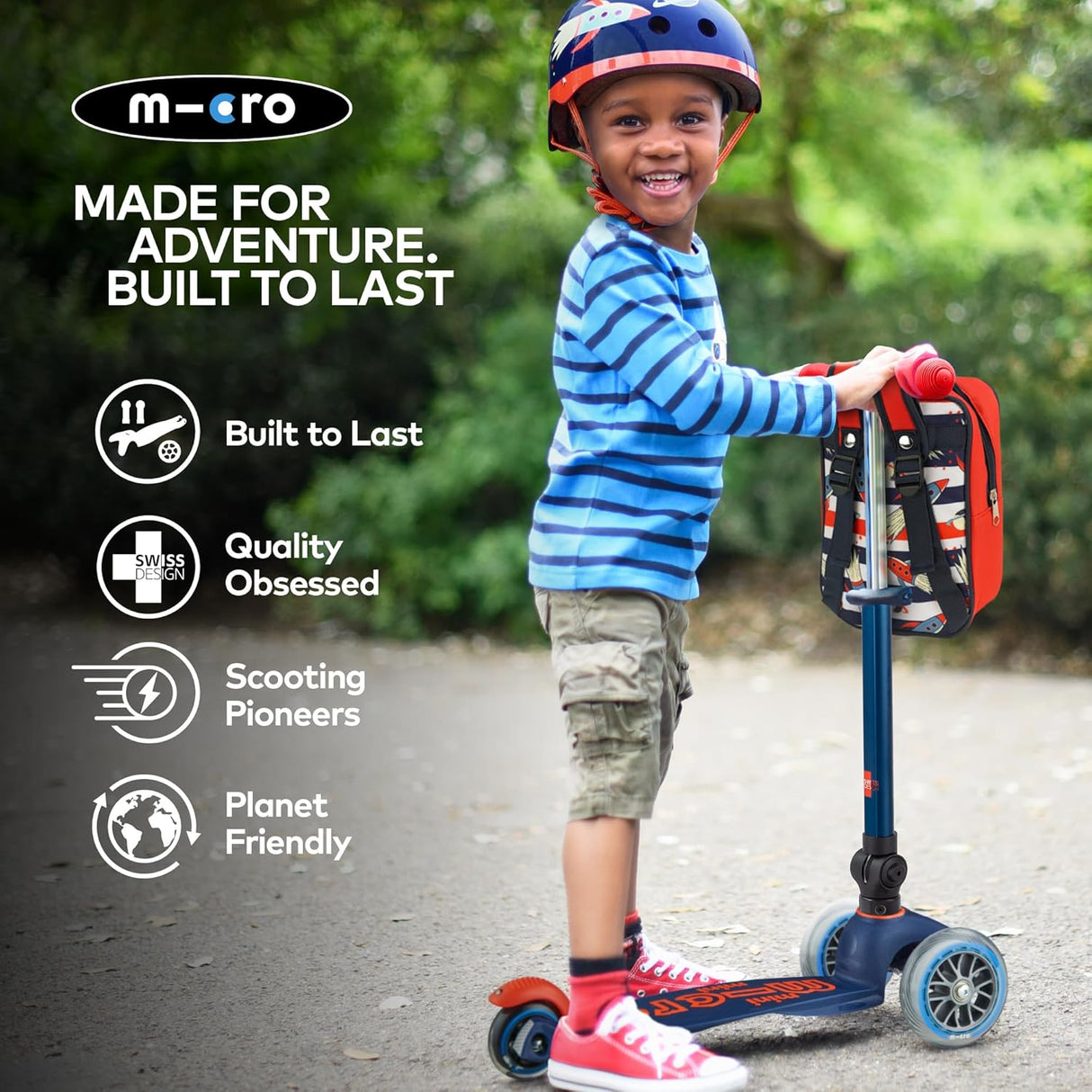 Micro Scooters Foldable Mini Deluxe 2-5yrs Children's LED Scooter - Navy