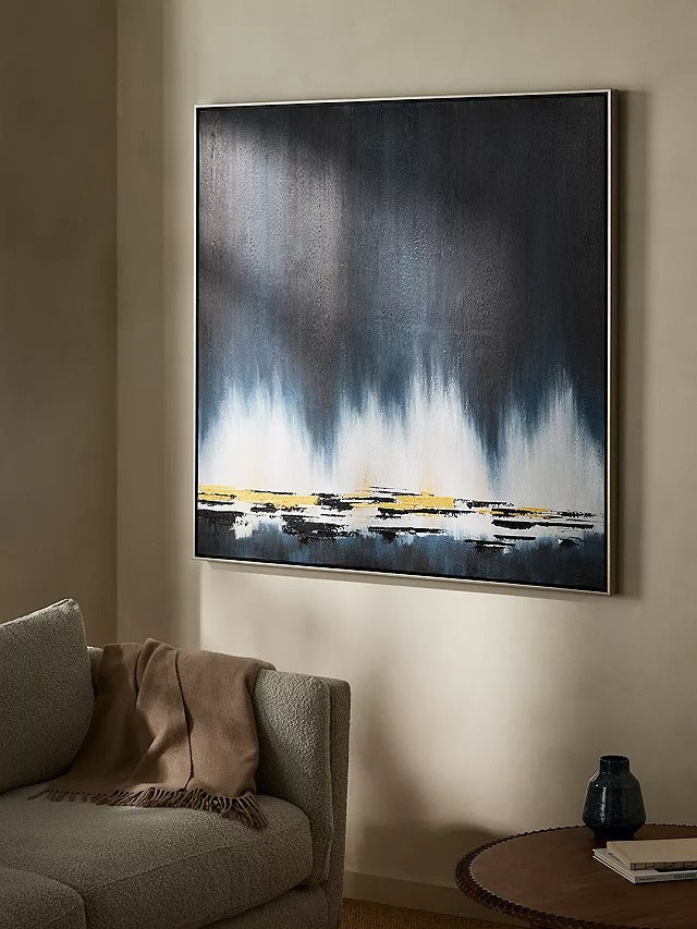 John Lewis Midnight Skyline Hand Painted Canvas 122 x 122cm - Black Blue - Kazoop 