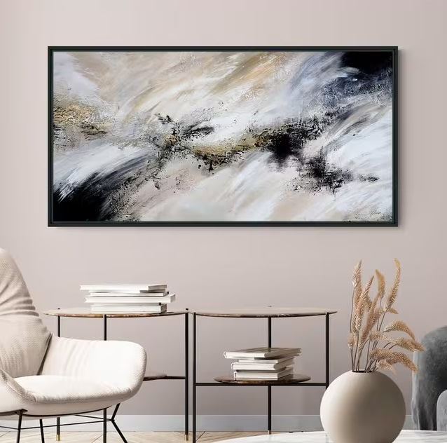 John Lewis Yharnna Heavenly Twilight Framed Canvas Print 64 x 124cm - Black - Kazoop 