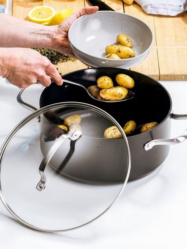 GreenPan Copenhagen Hard Anodised Ceramic Non-Stick 3 Piece Pan Set - Black