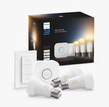 Philips Hue White Wireless LED 3 Bulbs Dimmer Switch & Bridge Starter Kit