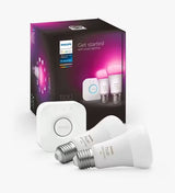 Philips Hue White/Colour Wireless Lighting LED Kit with 2 E27 Bulbs & Bridge