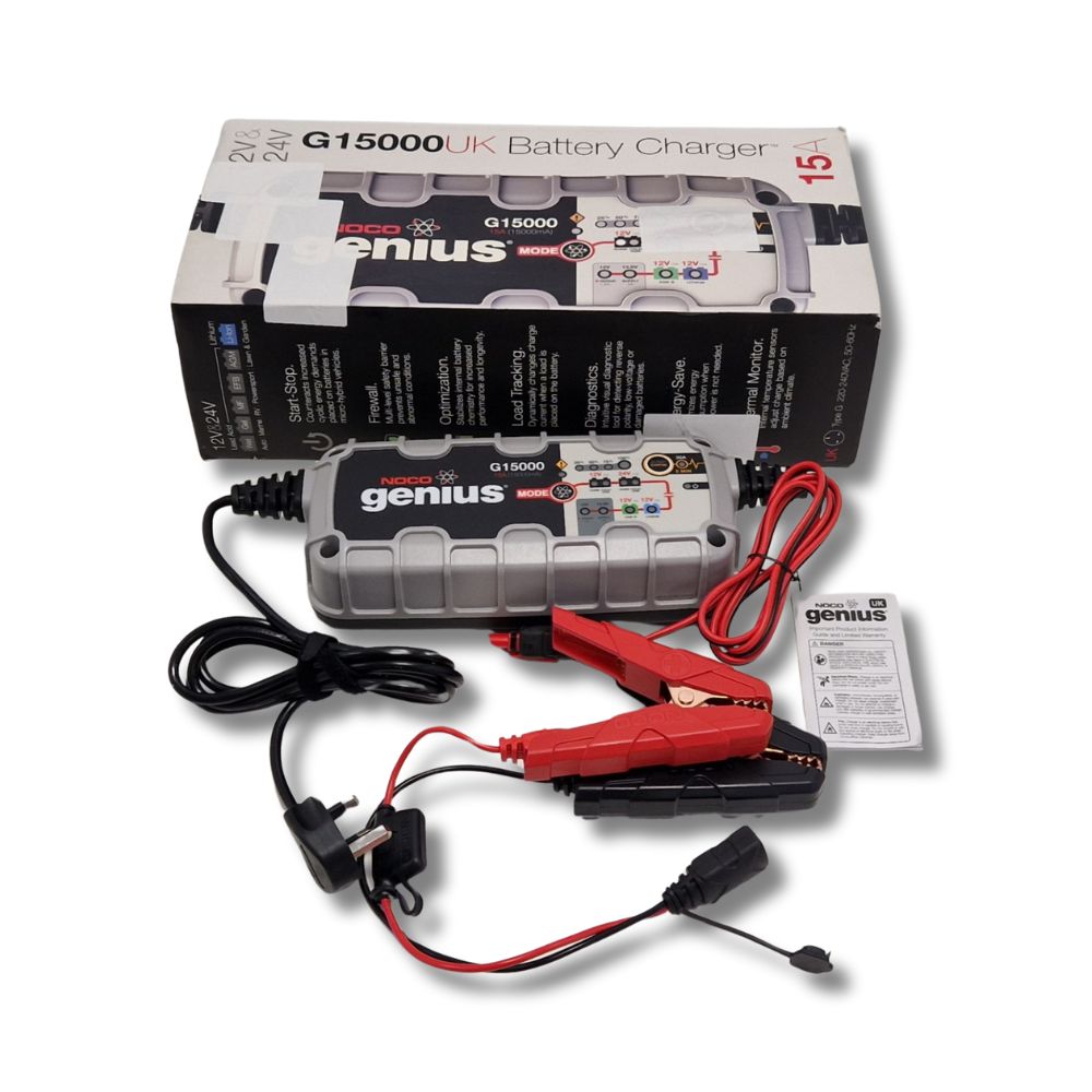 NOCO Genius G15000UK 12V & 24V 15 Amp Pro-Series Smart Battery Charger