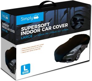 Simply Auto Supersoft Indoor Car Cover Large L482 x W177 x H117cm - Black