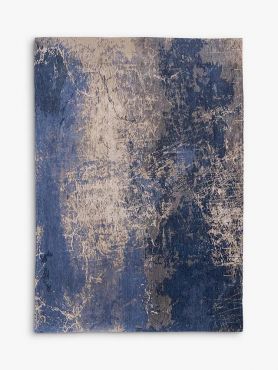 Louis De Poortere Cracks Abyss Abstract Rug L180 x W120cm - Blue