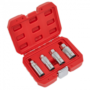 Sealey AK6556 Spark Plug Socket Set 3/8" Square Drive 4 Pieces - Red